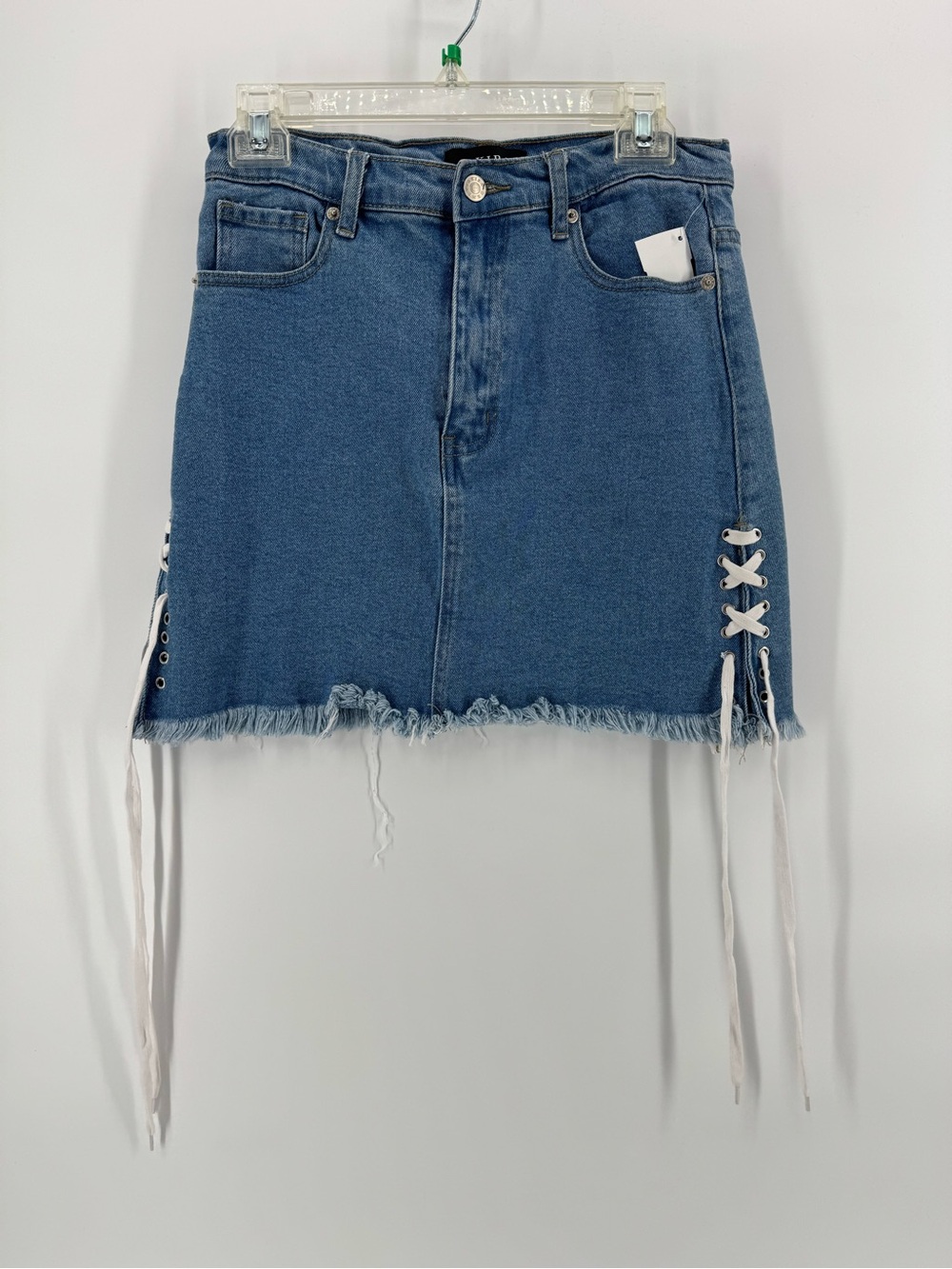Akira Denim Lace-Up Mini Skirt - Blue